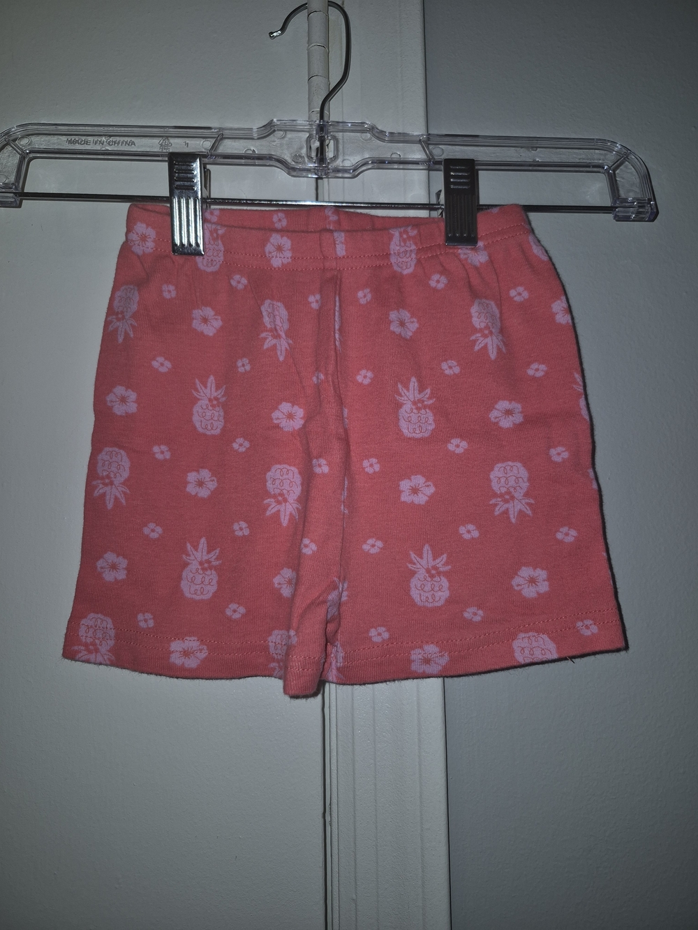 Coral Pink Pineapple Print Girls Shorts